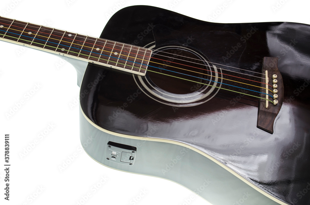 Fototapeta premium black guitar deck , tuner installed in it