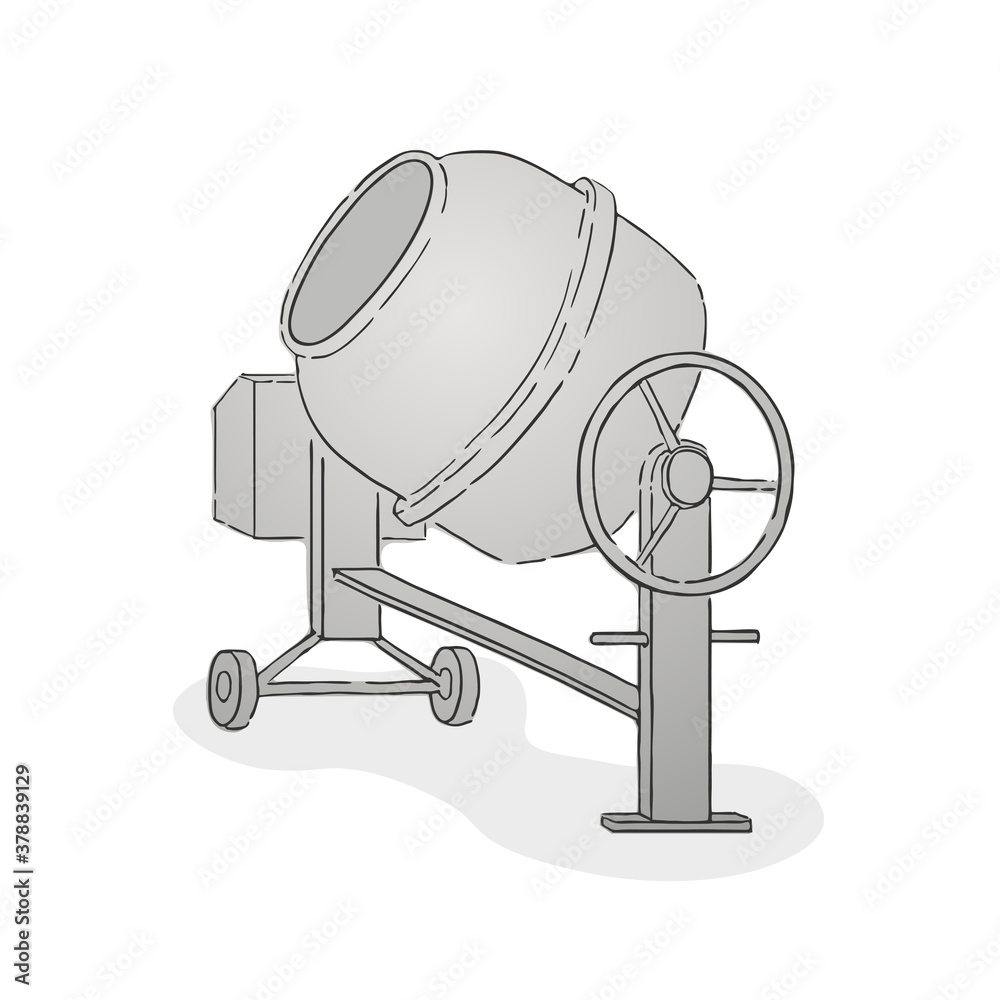 Design of concrete mixer illustration
