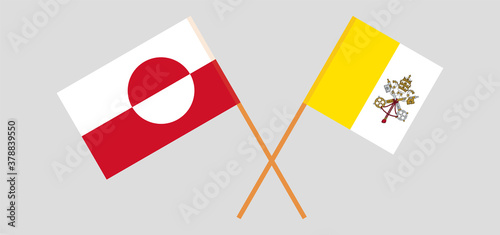 Crossed flags of Vatican and Greenland