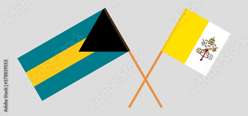 Crossed flags of Vatican and Bahamas
