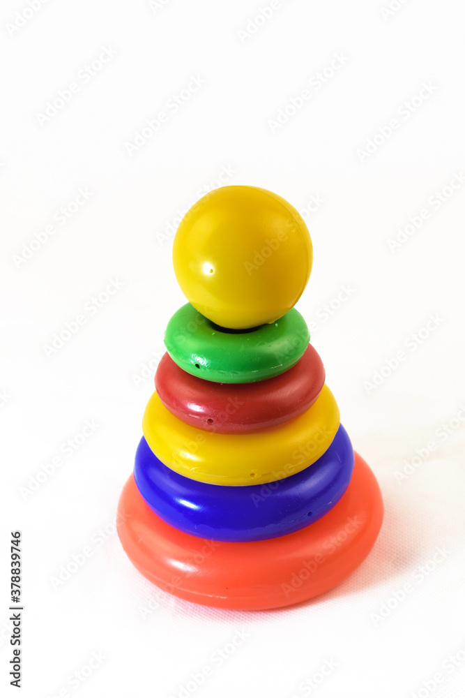 children's colored pyramid on a white background children's colored pyramid on a white background