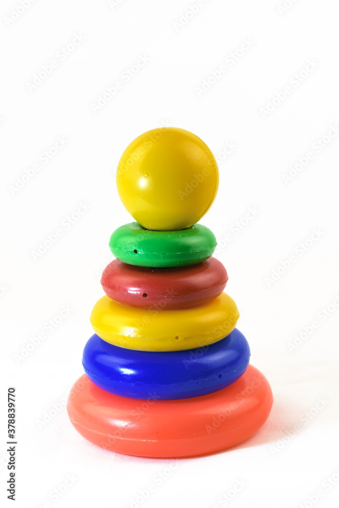 children's colored pyramid on a white background children's colored pyramid on a white background