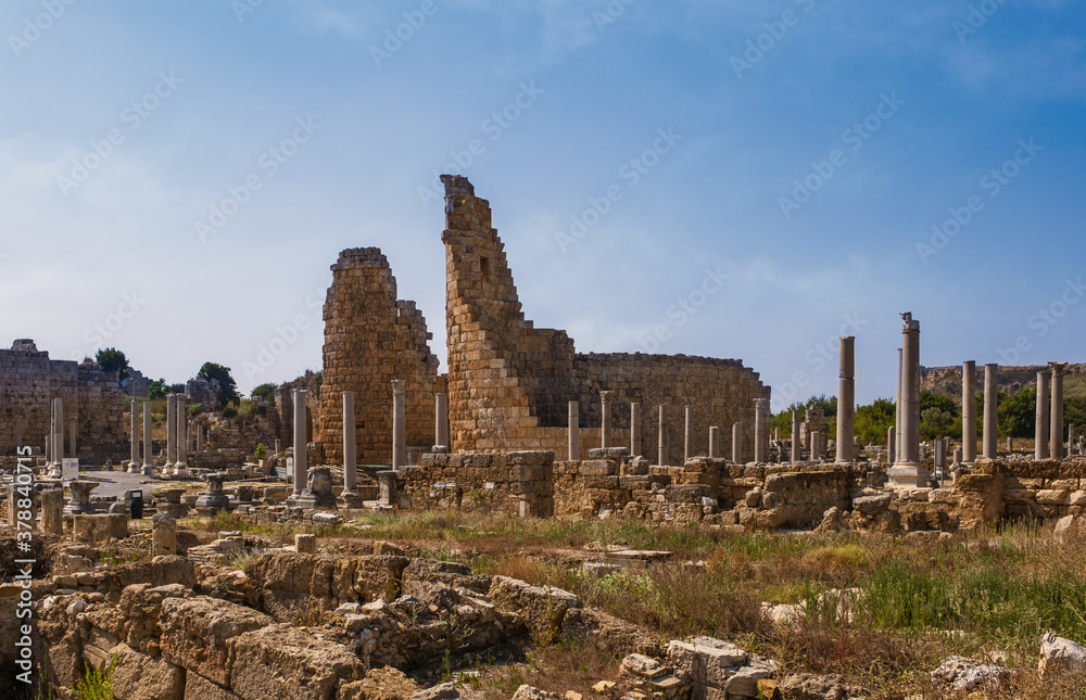 Perge Ancient City in Antalya Province, Turkey. July 2020