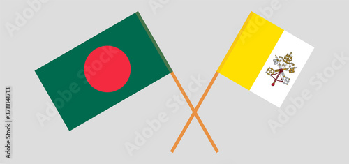 Crossed flags of Vatican and Bangladesh