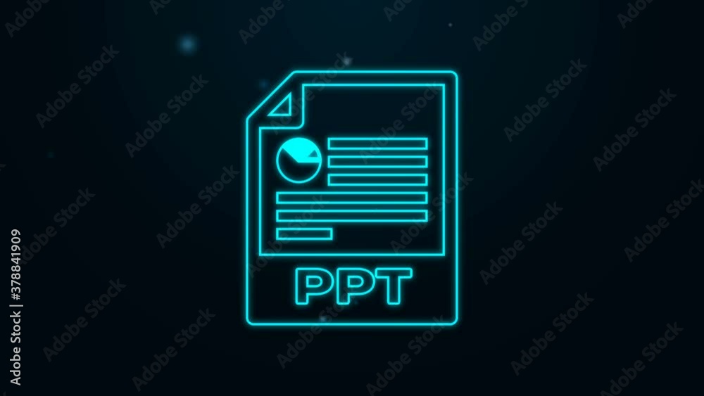 Glowing neon line PPT file document. Download ppt button icon isolated on black background. PPT file presentation. 4K Video motion graphic animation. Glowing neon line PPT file document. Download ppt button icon isolated on black background. PPT file presentation. 4K Video motion graphic animation.