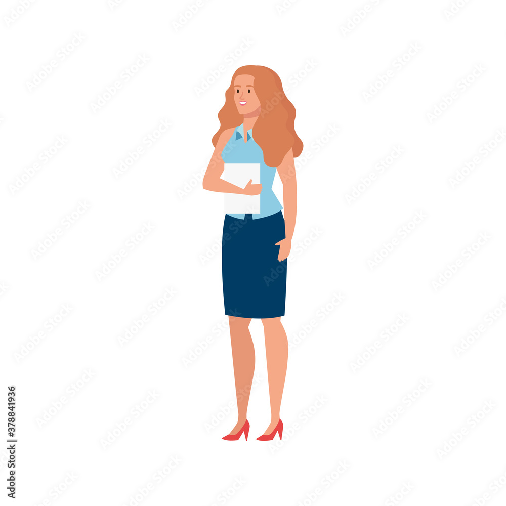 Businesswoman cartoon with skirt and document paper design, business and management theme Vector illustration Businesswoman cartoon with skirt and document paper design, business and management theme Vector illustration