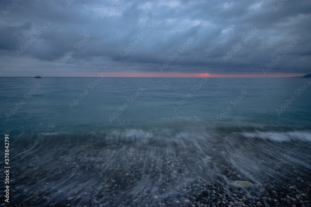 sea sunset on a long exposure of Abkhazia Gagra