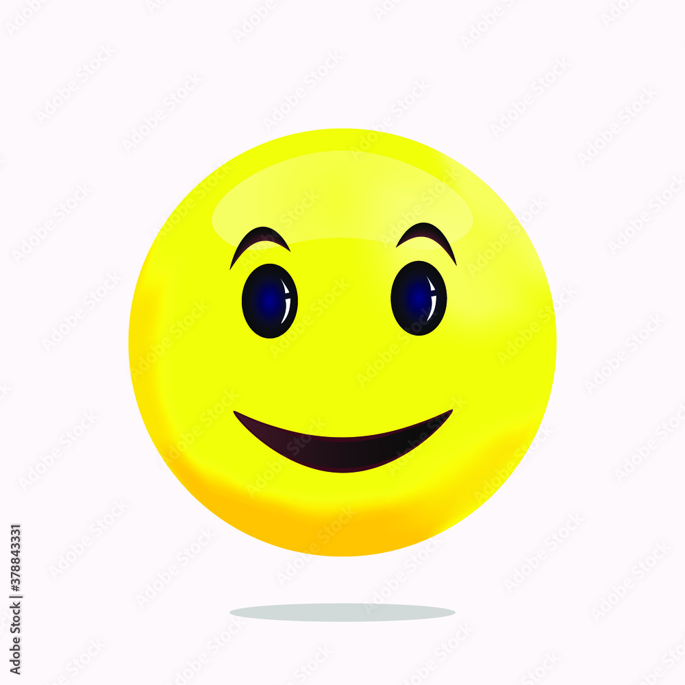 Smiling smiley, funny little man, face, yellow circle, vector graphics isolated on white background Smiling smiley, funny little man, face, yellow circle, vector graphics isolated on white background