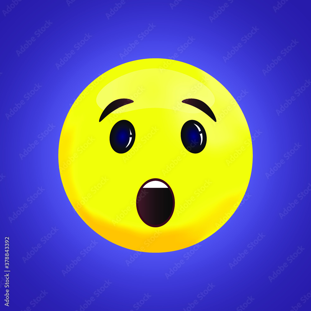 Surprised scared smile, funny little man, face, yellow circle, vector graphics isolated on a white background Surprised scared smile, funny little man, face, yellow circle, vector graphics isolated on a white background