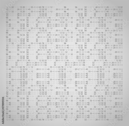 Vector Illustration of abstract big data numeric business background. Binary code seamless background, 2d illustration, vector, Binary code black and white background with digits on screen.
