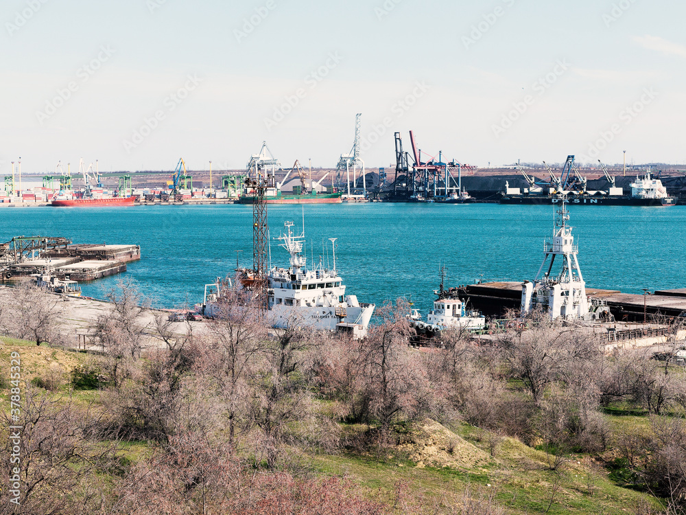 Odessa, Ukraine - March 21, 2019: Industrial and trade terminal in the seaport near Odessa, Ukraine