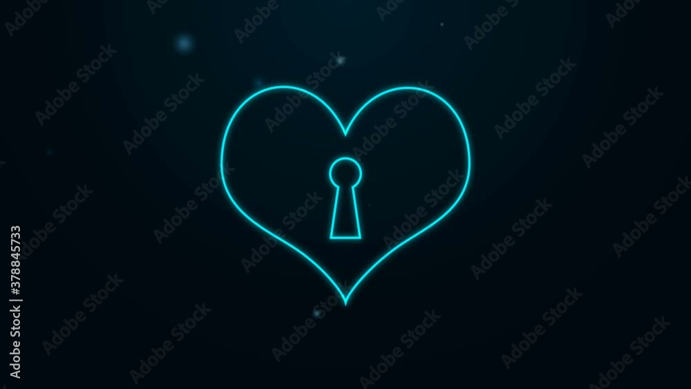 Glowing neon line Heart with keyhole icon isolated on black background. Locked Heart. Love symbol and keyhole sign. 4K Video motion graphic animation. Glowing neon line Heart with keyhole icon isolated on black background. Locked Heart. Love symbol and keyhole sign. 4K Video motion graphic animation.