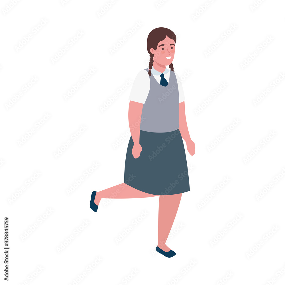 School girl kid cartoon with uniform design, Education class lesson and knowledge theme Vector illustration School girl kid cartoon with uniform design, Education class lesson and knowledge theme Vector illustration