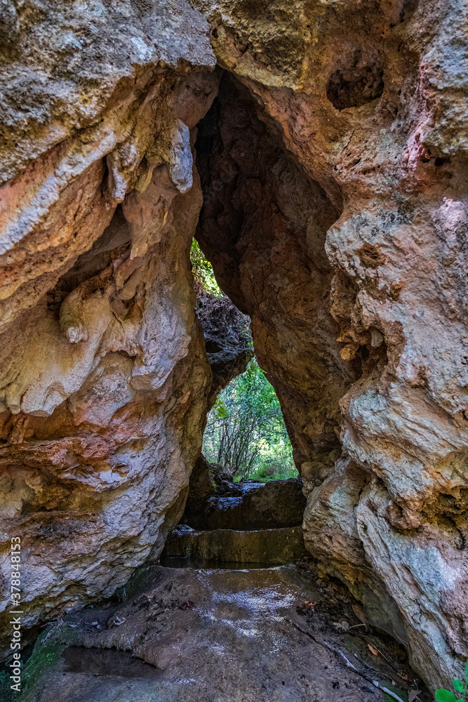 Gebiz Serik, Antalya - Turkey. august 2020. Cave near Ucansu Waterfall. Long exposure picture