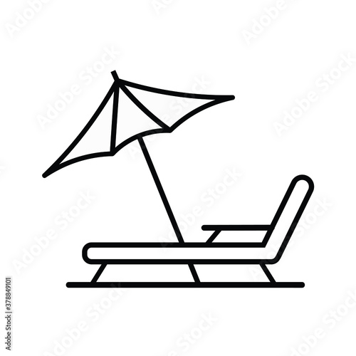 Beach umbrella icon isolated on a white background, sunbed and umbrella, sea, icon for vacationers, vector.