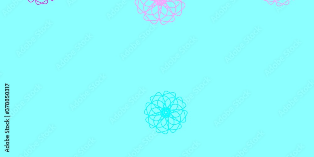 Light Pink, Blue vector doodle template with flowers. Light Pink, Blue vector doodle template with flowers.