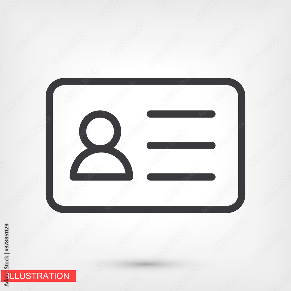 Identification card outline icon isolated on background. Identification card , Identification card logo,. Editable stroke. Vector illustration. Eps 10 Identification card Identification card outline icon isolated on background. Identification card , Identification card logo,. Editable stroke. Vector illustration. Eps 10 Identification card