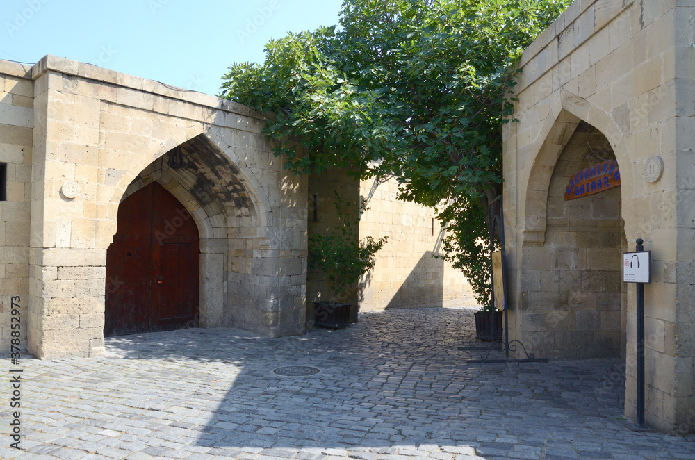 Details and streets of old Baku in Azerbaijan