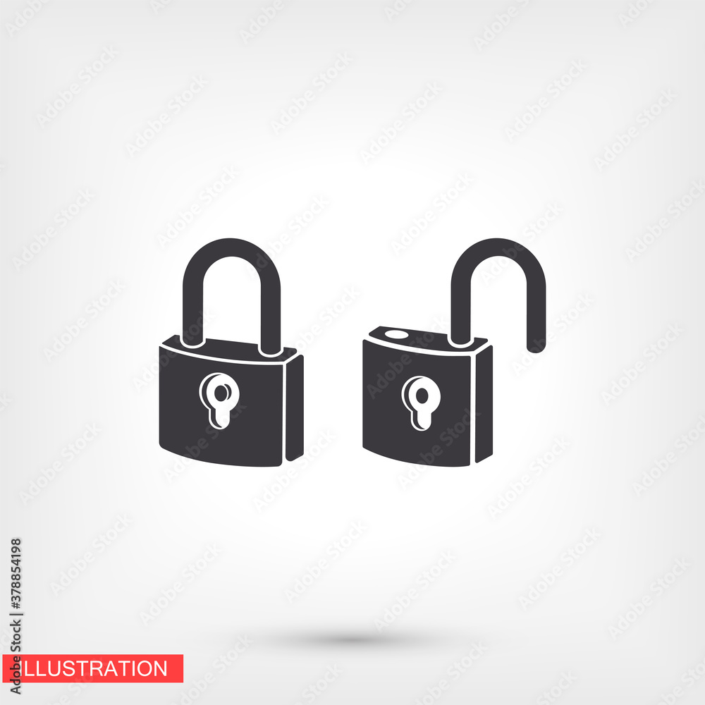 Naklejka premium OPEN lock icon. Vector Eps 10 . Lorem Ipsum Flat Design padlock