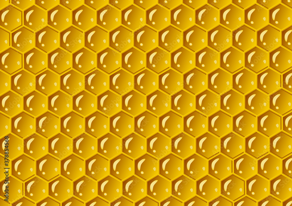 Honeycomb yellow background. Vector illustration of geometric texture. Seamless hexagons pattern. Honeycomb yellow background. Vector illustration of geometric texture. Seamless hexagons pattern.