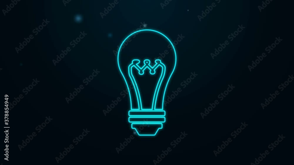 Glowing neon line Light bulb icon isolated on black background. Energy and idea symbol. Lamp electric. 4K Video motion graphic animation Glowing neon line Light bulb icon isolated on black background. Energy and idea symbol. Lamp electric. 4K Video motion graphic animation