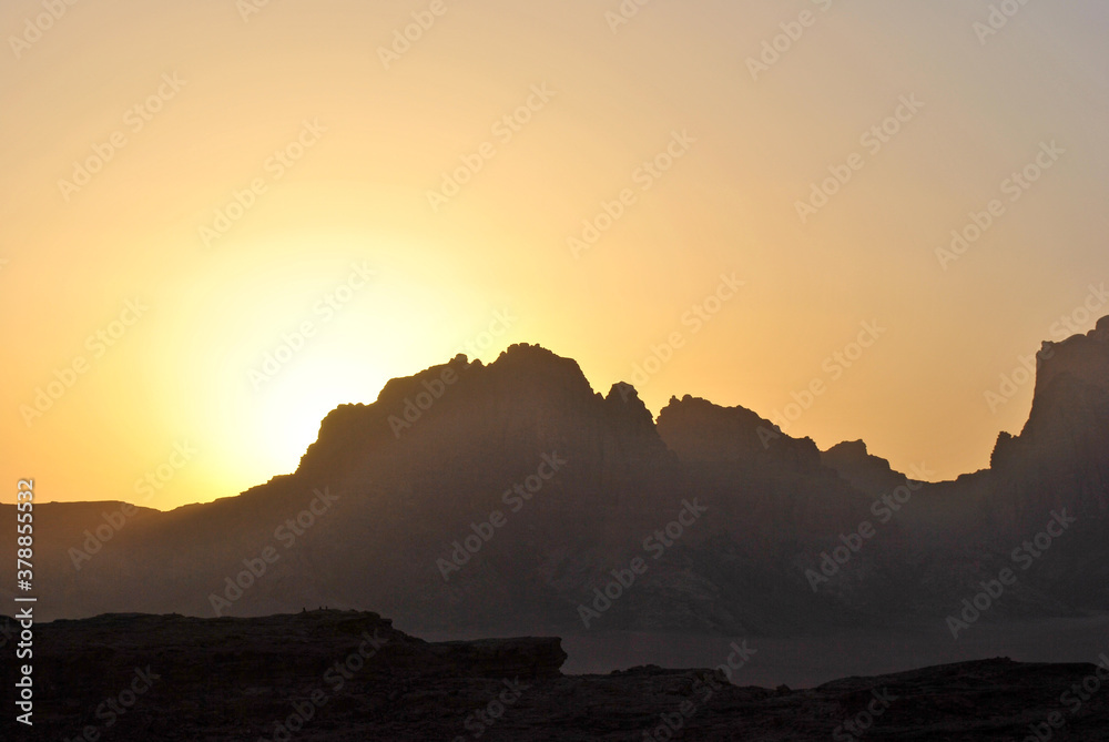 Sunset over the Wadi Rum desert