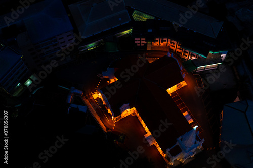 Photography Night top view of the Christian Catholic Church in Kuala Lumpur