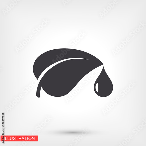 leaf with juice. dripping juice. leaflet vector graphics. a drop is falling. the pedal is draining. juicy leaf 10 eps