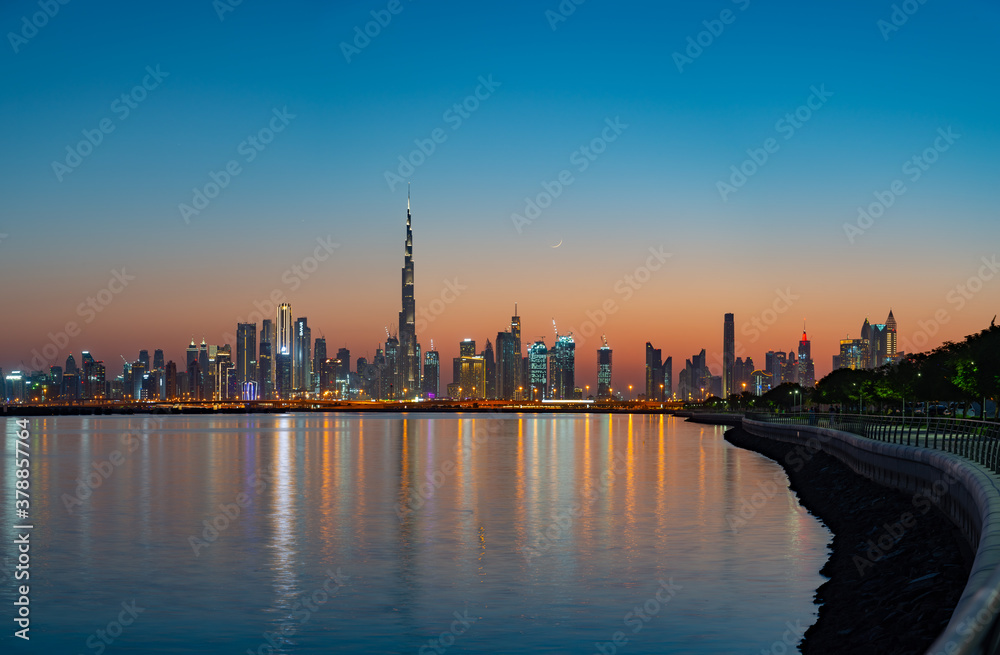 Dubai City skyline at sunset