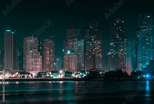 Dubai - JBR skyline at night.