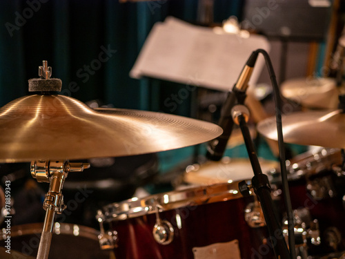 Drumset in a recording studio