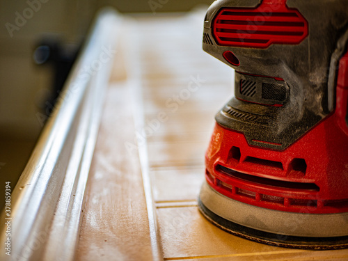 Power sander on furniture