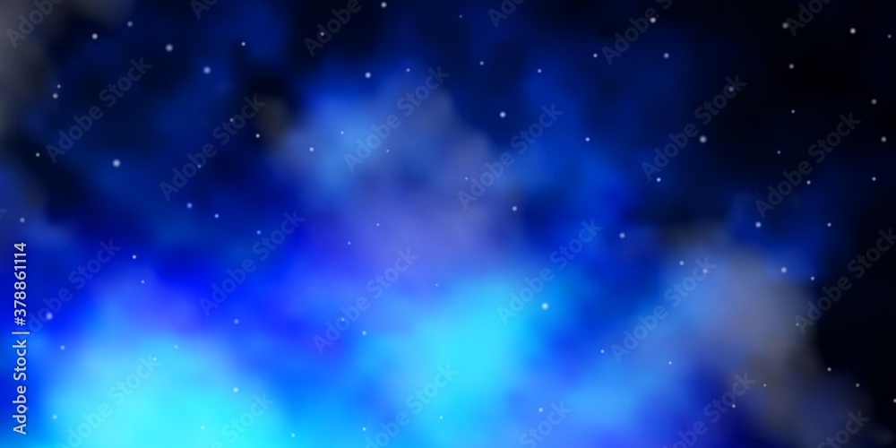 Obraz premium Dark BLUE vector background with colorful stars. Colorful illustration with abstract gradient stars. Pattern for wrapping gifts.