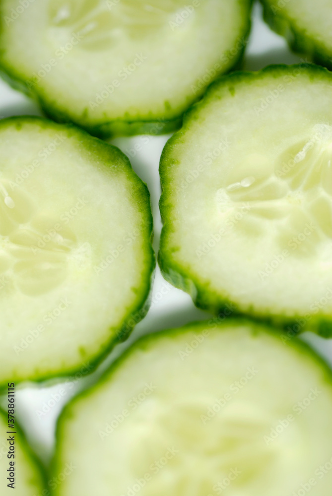 High angle view of slices of cucumber High angle view of slices of cucumber