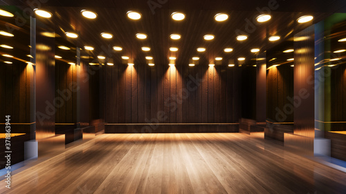Obraz na plátně three-dimensional color background for wooden TV studio 3d rendering