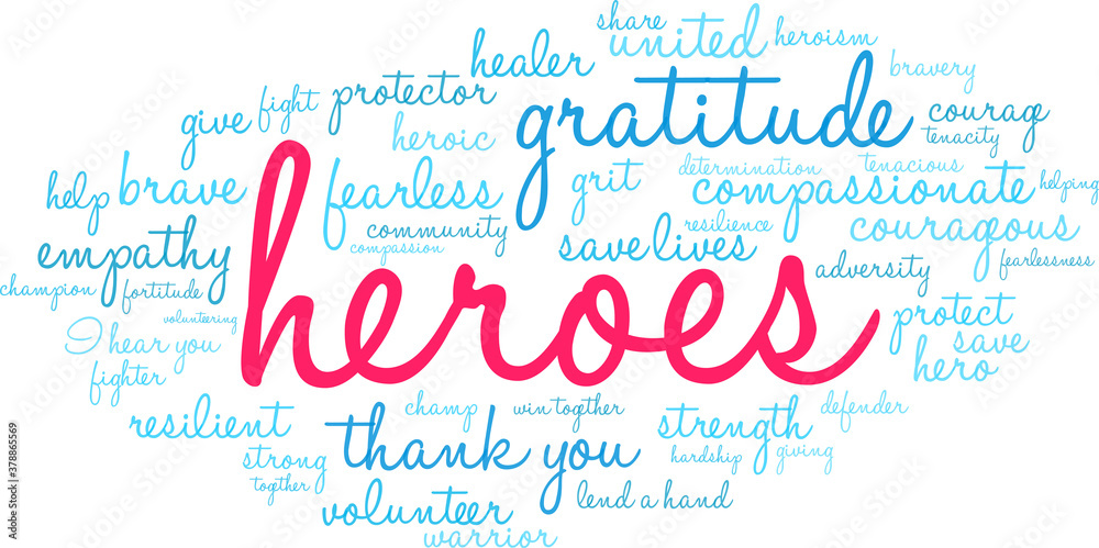 Heroes Word Cloud on a white background. Heroes Word Cloud on a white background.