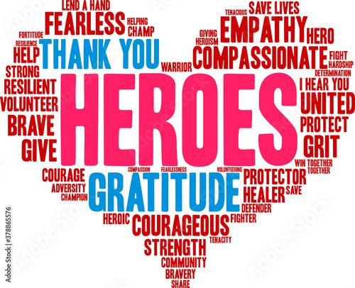 Heroes Word Cloud on a white background. 
