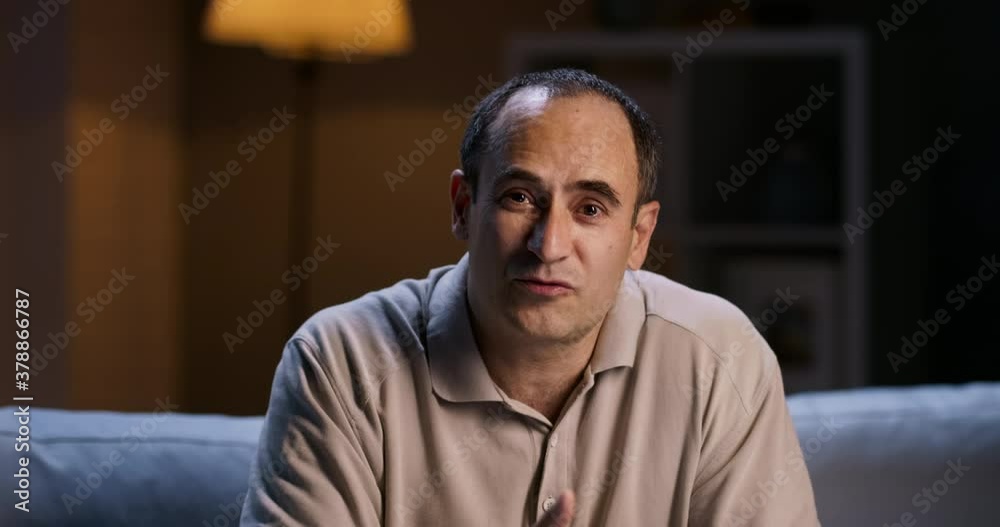 A man in his 40s participating in video conference. Experienced entrepreneur talking to his colleagues, applying for a remote job 4k footage A man in his 40s participating in video conference. Experienced entrepreneur talking to his colleagues, applying for a remote job 4k footage