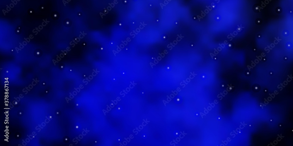 Dark BLUE vector background with small and big stars. Colorful illustration with abstract gradient stars. Best design for your ad, poster, banner.