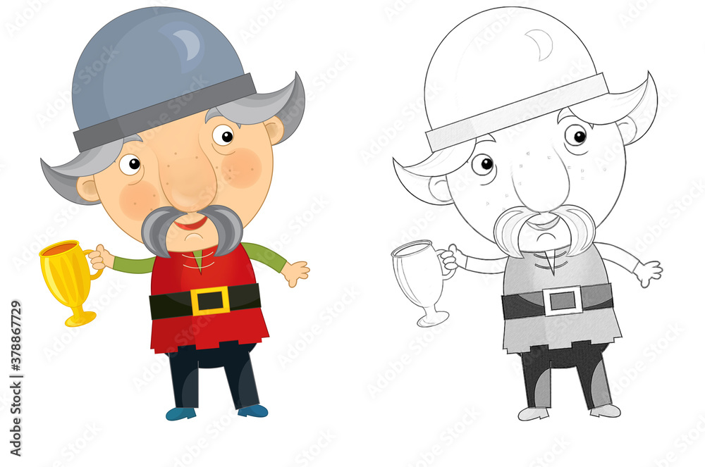 cartoon scene with king knight standing and doing something illustration cartoon scene with king knight standing and doing something illustration