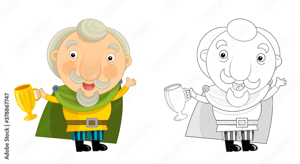 cartoon scene with king knight standing and doing something illustration cartoon scene with king knight standing and doing something illustration