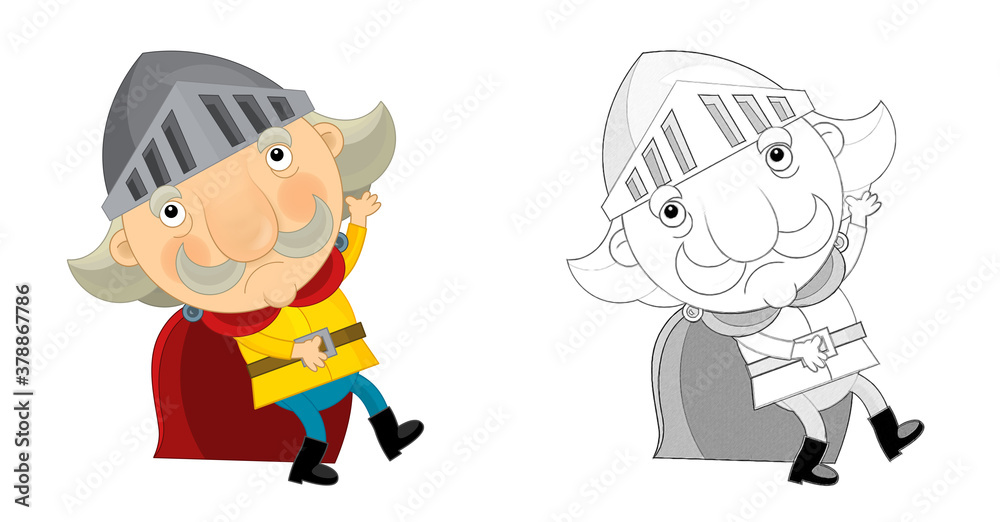 cartoon scene with king knight standing and doing something illustration cartoon scene with king knight standing and doing something illustration