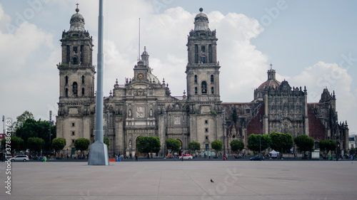 The Constitution Square and the Cathedral of Mexico City With a Cloudy Sky in the Background