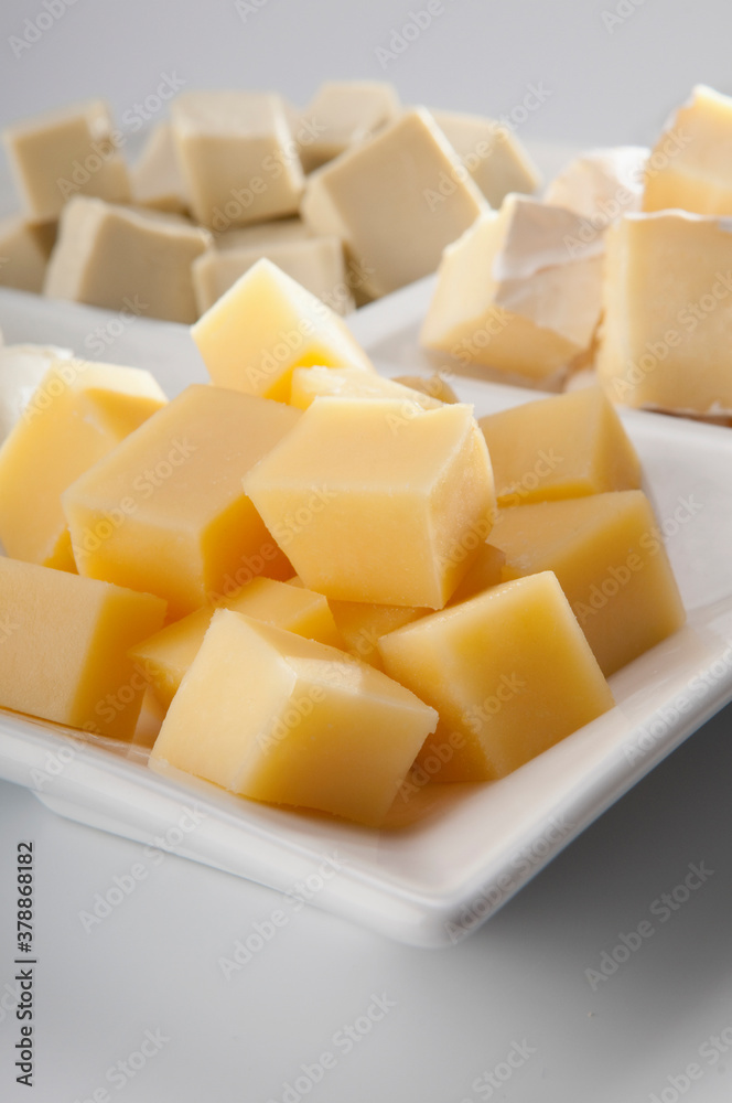 Cubes of assorted cheeses Cubes of assorted cheeses