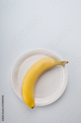 High angle view of a banana on a plate