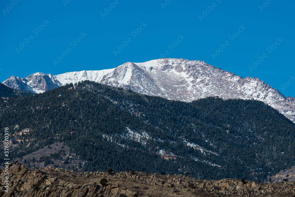 Snow covered Pikes Peak in Colorado