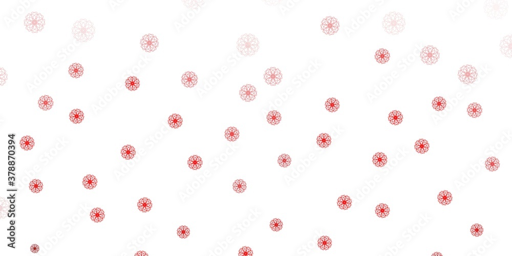 Light orange vector doodle pattern with flowers.