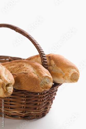 Close-up of bread in wicker basket