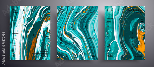 Quadro su tela Abstract acrylic poster, fluid art vector texture set