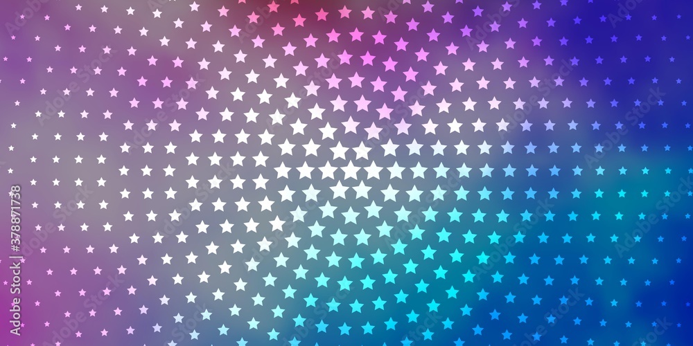 Light Blue, Red vector template with neon stars. Blur decorative design in simple style with stars. Pattern for new year ad, booklets.